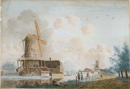Delft de hollandse tuyn en pauwmolen ca 1760